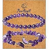 DUQGUHO 2Pcs Butterfly Bracelets for Women Healing Crystals Bracelets for Women Natural Gemstone Bead Bracelet Cute Butterfly Charm Bracelet Stretch 8mm Crystal Jewelry Gifts for Women