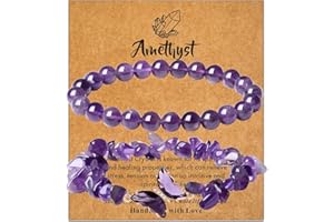 DUQGUHO 2Pcs Butterfly Bracelets for Women Healing Crystals Bracelets for Women Natural Gemstone Bead Bracelet Cute Butterfly Charm Bracelet Stretch 8mm Crystal Jewelry Gifts for Women