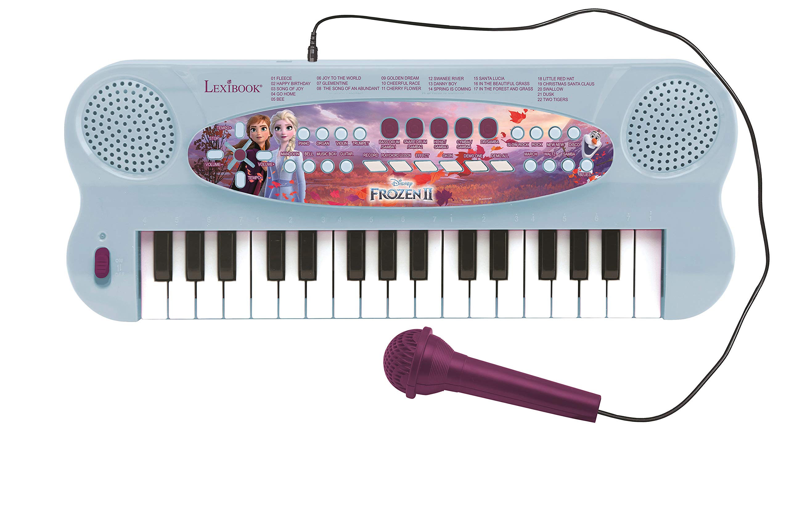 Photo 1 of Lexibook, Frozen, Electronic Keyboard, 32-Keys Piano, Microphone for Singing, 22 Demo Songs, Battery Operated, Blue/Purple, K703FZ