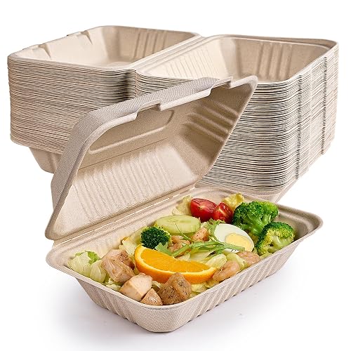 ECOLipak 75 Pack Clamshell Take Out Food Containers, 100% Compostable ...