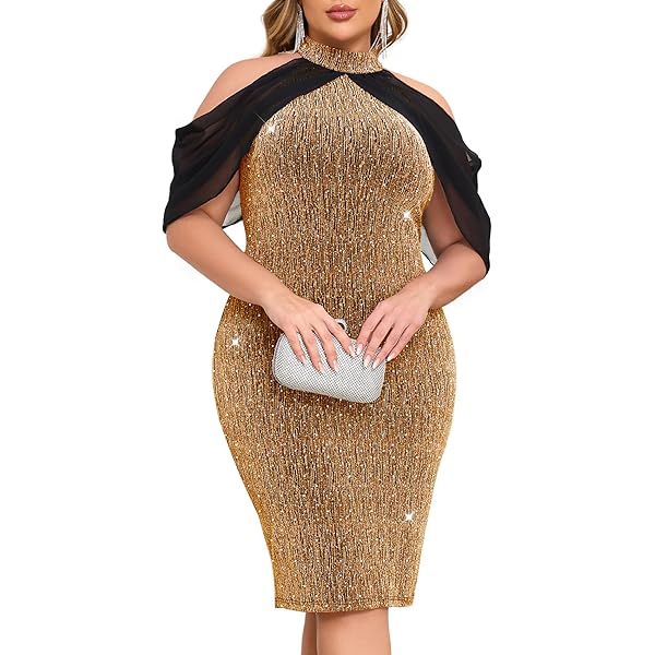 Amazon.com: CYCLAMEN Plus Size Sparkly Dress Rhinestone Knee Length Formal Cocktail Glitter Halter Neck Cape Bodycon Night Out, Gold & Black, 0X : Clothing, Shoes & Jewelry Amazon.com: CYCLAMEN Plus Size Sparkly Dress Rhinestone Knee Length Formal Cocktail Glitter Halter Neck Cape Bodycon Night Out, Gold & Black, 0X : Clothing, Shoes & Jewelry