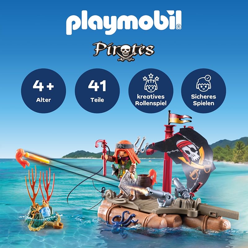| Pirates | Schatzbergung auf Piratenfloß | Piratenspielzeug | Piratenfigur | Spielzeug für Kinder ab 4 Jahren | 71794