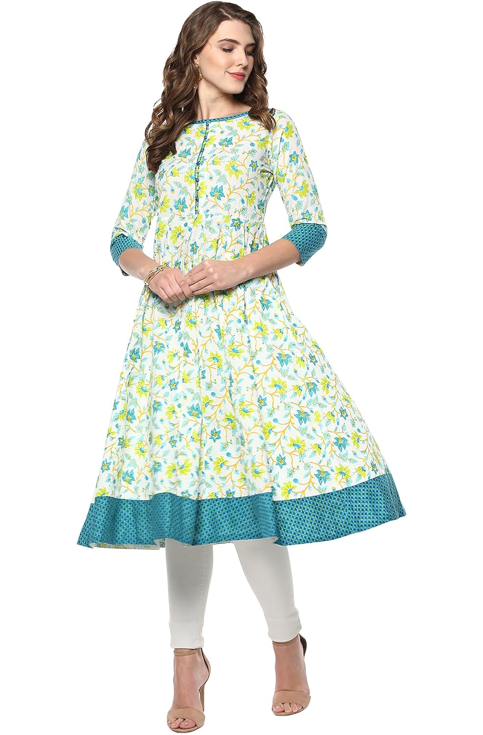 janasya women's cotton anarkali kurta