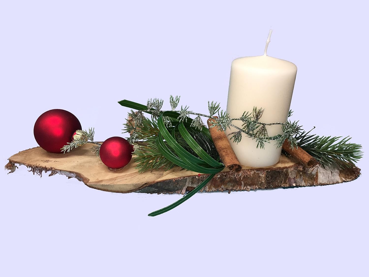 Advent Adventskranz Adventsgesteck Nr.34 Baumscheibe mit LED Kerze