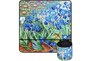 Psesaysky Irises Sewing Machine Mat with Pockets Lightweight Non Slip Sewing Machine Pad Organizer to Reduce Noise Waterproof Sewing Machine Muffling Mat Madam Sew