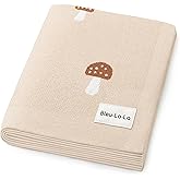 Bleu La La Unisex Baby Swaddle Blanket 100% Cotton Buttery Soft Cozy Receiving Swaddle Stroller Blanket for Shower Gift Registry for Newborns, Infants, Toddlers (Mushroom - Cream)