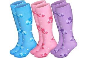 AuSletie 3 Pairs Kids Toddler Soccer Socks for Girls Soccer Athletic Socks Youth Football Socks Toddler Knee High Socks Kids