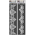 CrafTreat Reusable Border Stencils for Painting on Wood, Canvas, Paper, Fabric, Floor, Wall and Tile - Border1 and Border2-2 Pcs - 3x12 Inches Each - DIY Art and Craft Stencils - Lace Stencils