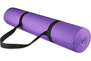 Fitvids 1/4-Inch High Density Thick Non Slip Yoga Mat with Knee Pad and Carrying Strap for Workout, Pilates, Gym Home Exercise, Purple