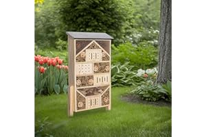Navaris Bug Hotel and Bee House Kit - Efficient Ecosystem Ideal for Gardens - Versatile Butterfly Houses for Garden Biodiversity and Insect Control