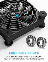 upHere U3UK2 Dual 120mm USB Cooling Fan 4 Speed 1600RPM Receiver DVR PS5 Xbox view 6