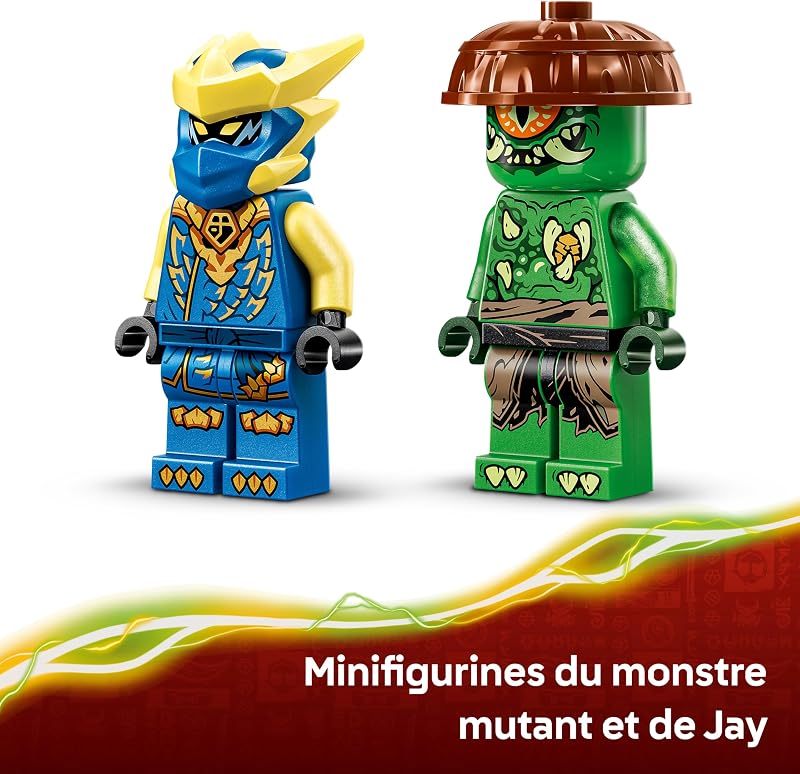 Ninjago Le Combat du Robot Dragon de Jay - Jouet Ninja avec 2 Figurines d'action, 2 Minifigurines, Katana & Sabre - Cadeau d'anniversaire pour Garçon dès 4 Ans ou Fans 71853