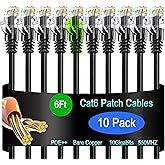 Lysymixs Cat6 Ethernet Patch Cable 6 ft (10 Pack), Cat6 Patch Cable 26AWG Pure Copper for Data Centers, Cat 6 Patch Cable 10G, Network Patch Cables for Home and Enterprise Network -Black