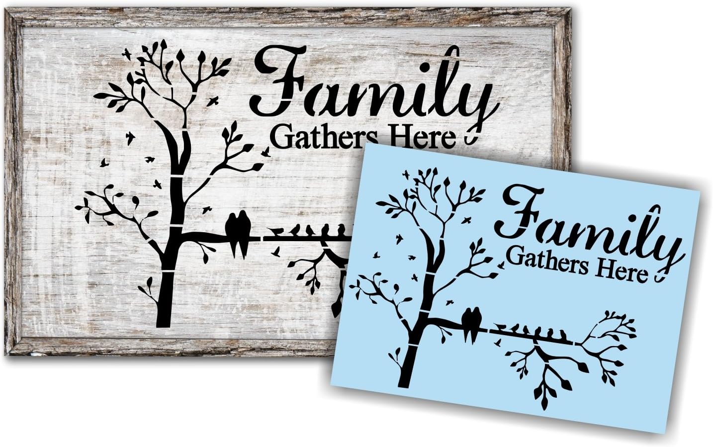 Primitive Family Gathers Here Stencil, Paint Your Own Sign, Reusable & Sturdy, by Barn Star