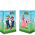Amscan Vibrant Multicolor Super Mario Brothers Printed Paper Kraft Bags - 8.25" x 5" (Pack of 8) - Perfect for Parties, Gifts & Goodies