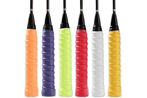 Pushiibee 6Pcs Tennis Racket Grip Tape, 6 Colors Badminton Racket Grip Tape Tennis Grip Tape, Replacement Racket Grip Tape Pi