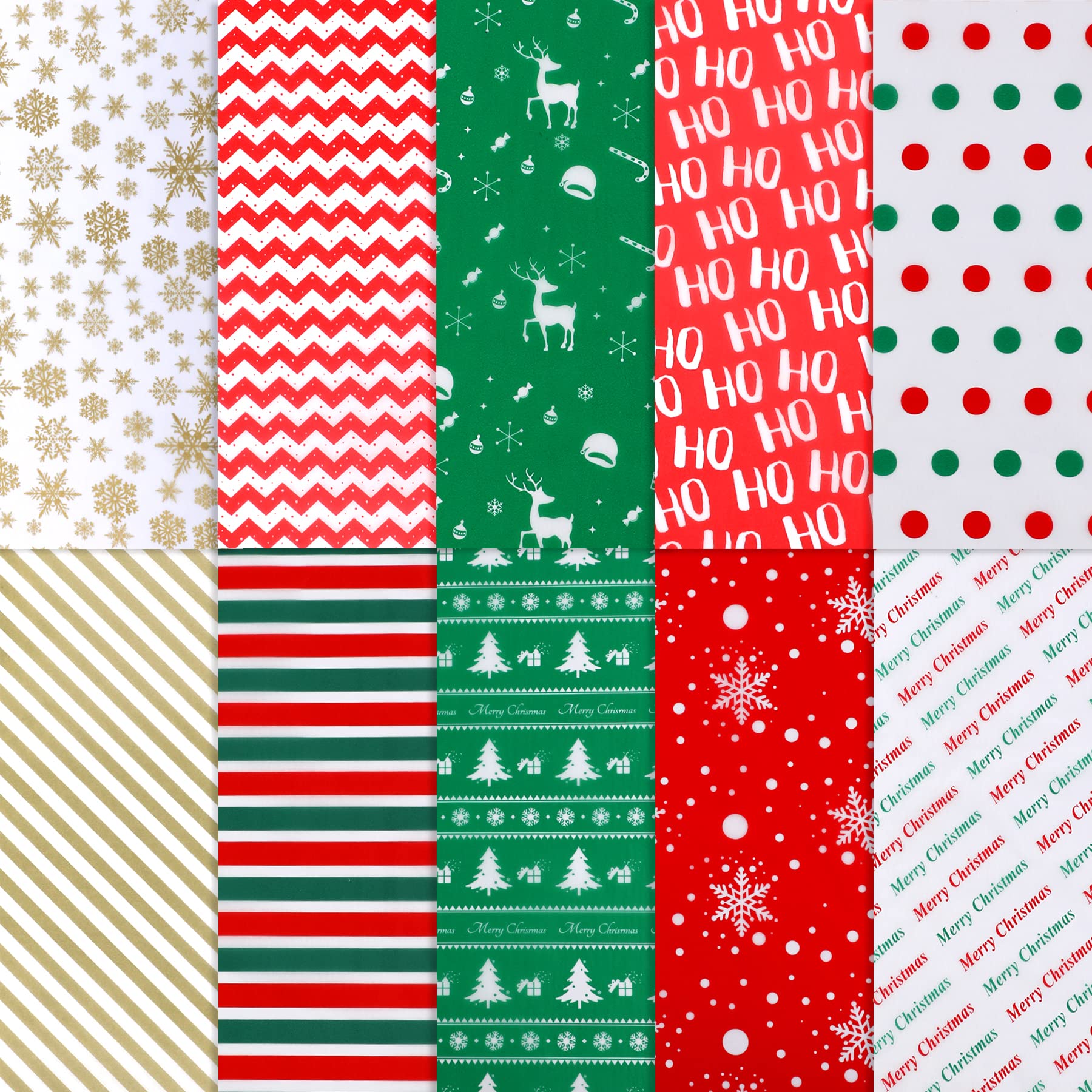SANNIX 100 Sheets Christmas Tissue Paper Xmas Bulk Gift Wrapping Bag for DIY Crafts Birthday Holiday Decoration 19.7x13.8 Inch (10 Patterns) โ image 1