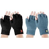 Fingerless Gloves Men - Wool Thermal Fleece Knit Mitten Warm and Comfortable Ideal for Outdoor Activities
