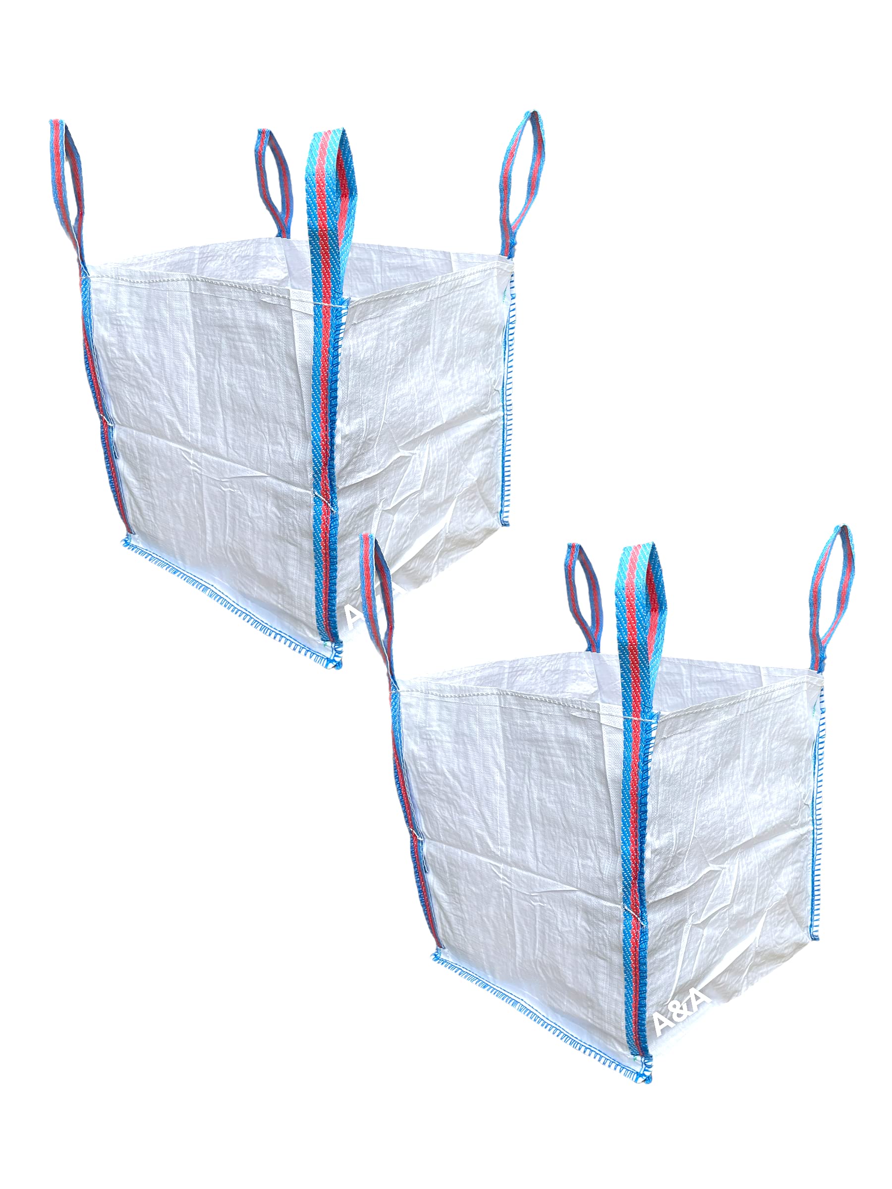 A&A SUPPLIES UK - 2 x 1/2 Half a Tonne FIBC Bulk Builders Bags Strong Garden Waste Heavy Duty Industrial Woven Material Jumbo Sacks Ton GB (2)