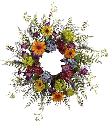 Amazon.com: Nearly Natural 4587 Mixed Flower Hat Wreath,18