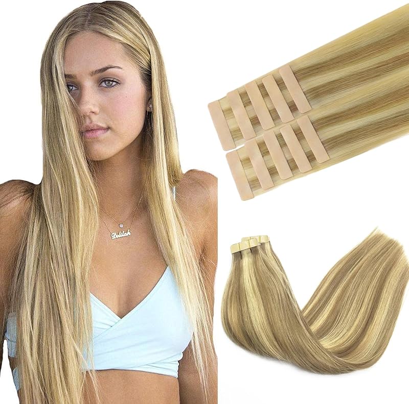 GOO GOO Tape In Hair Extensions 18 inch 25g 10pcs 16/22A Golden Blonde