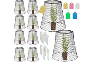COSTYLE 10 Pieces Chicken Wire Cloches Plant Cover, Sturdy Garden Wire Cloche Plant Protector, Metal Protective Cage for Garden Plants, Vegetables, Strawberries and Seedlings,Black (9.25×9inch)