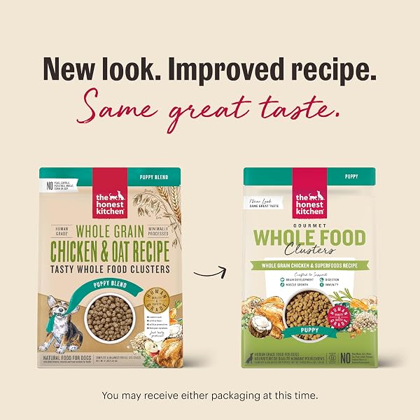 THE HONEST KITCHEN HUMAN GRADE DRY DOG FOOD, WHOLE FOOD CLUSTERS PUPPY WHOLE GRAIN DRY DOG FOOD,CHICKEN, 4 LB BAG