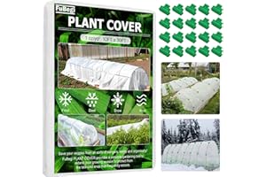 FUBEGI Frost Cloth Cover for Outdoor Plants Freeze Frost Protection, 10x30ft Winter Plant Cover Fabric Floating Row Cover for Garden Raised Beds Snow Protection, Plant Blanket Cold Weather Protector, 20 Clip