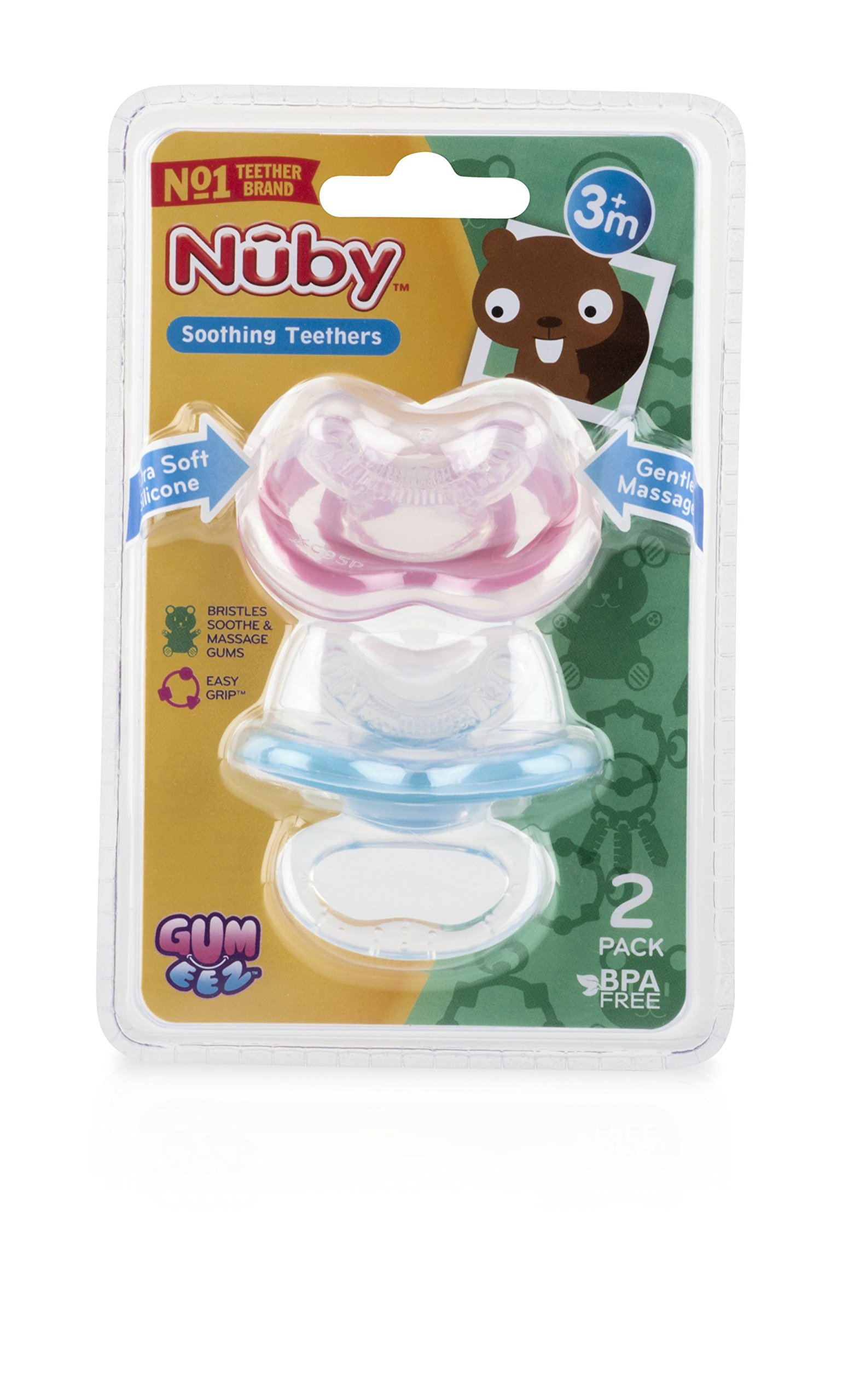 Nuby 2Pack Gumeez Pacifier Teethers, Colors May Vary Buy Online in