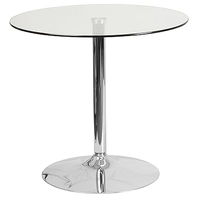 Flash Furniture 31.5'' Round Glass Table with 29'' High Chrome Base