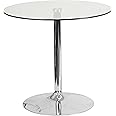 Flash Furniture Hills 31.5'' Round Glass Table with 29''H Chrome Base