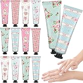 Swiffen Tea Party Hand Cream Gift Set Wonderland Floral Tea Party Favor Flower Moisturizing Hand Lotion Bulk Dry Cracked Care Cream Teapot Favor Boxes Treat Gift Goodie for Baby Shower, 30 ml(12 Pcs)
