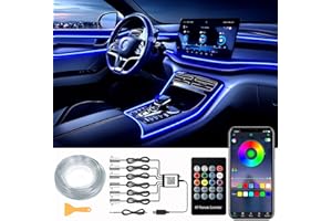 DEHERANE Interior Car LED Strip Lights, RGB 6 in 1 Ambient Lighting Kit with 315 inches Integrated Fiber Optic, 16 Million Colors Car Interior Lights with Wireless APP& Remote Control, Sync to Music