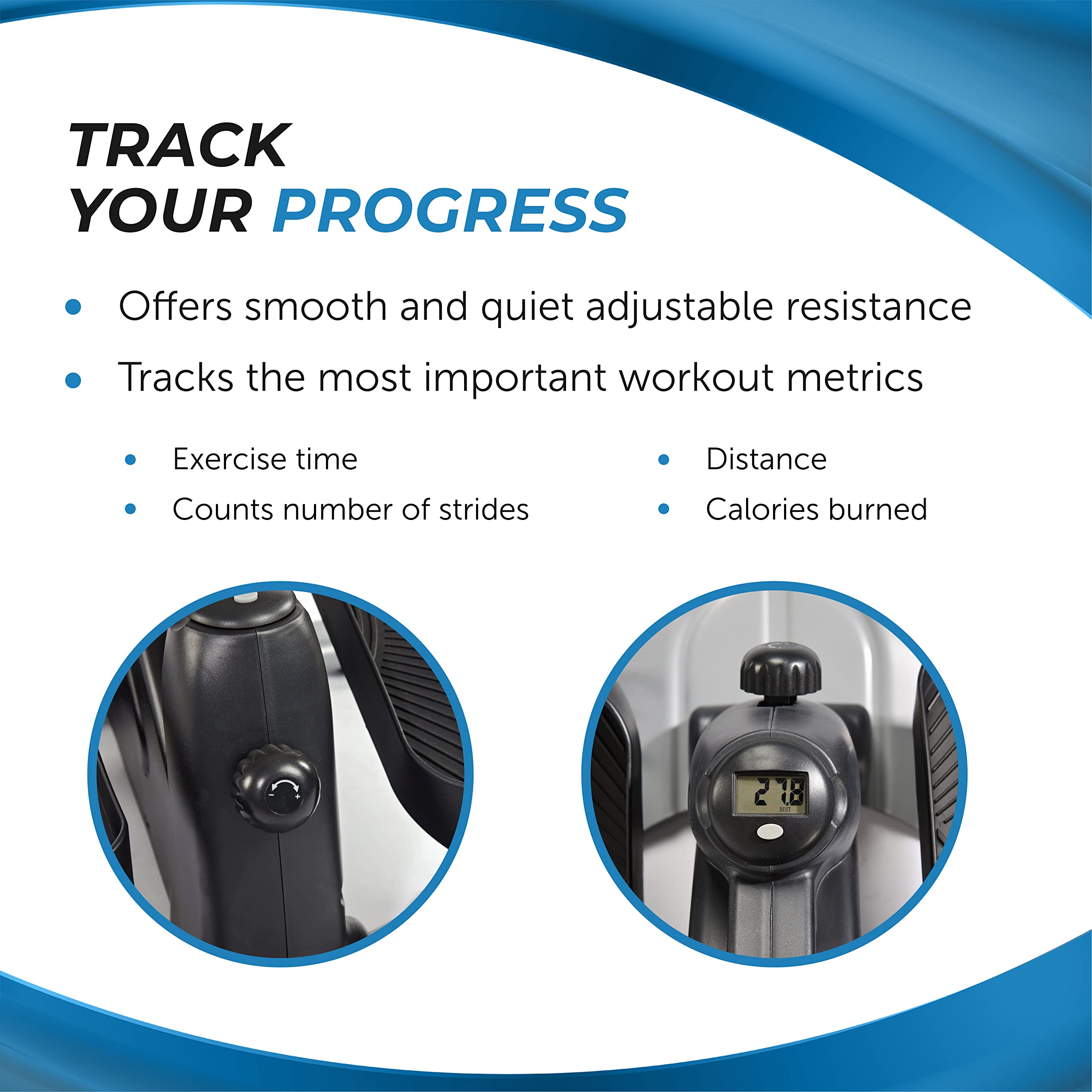 Stamina Inmotion Compact Strider Foot Exercise Machine - Under Desk Elliptical - Standing or Seated Elliptical Fitness Equipment