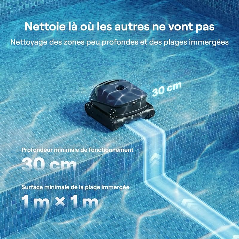 Sora 10 Robot Piscine sans Fil,25700 LPH,Capacité du Filtre 5L,Bleu