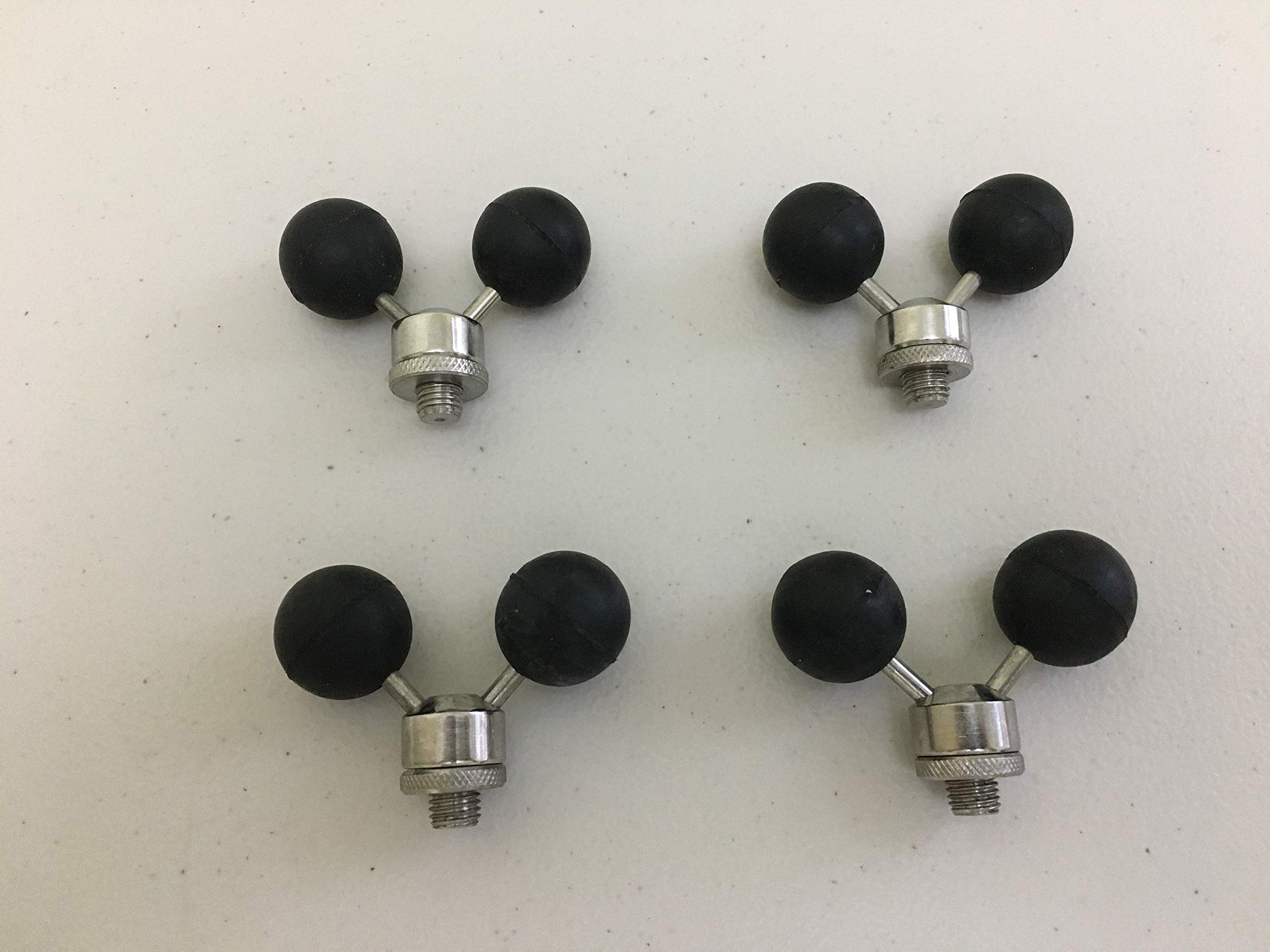 TMC 4 x Twin Rubber Ball Stainless Steel Rod Butt Rests for Pods/Bank Sticks. Fitted With stainless steel Adjustable locking nut