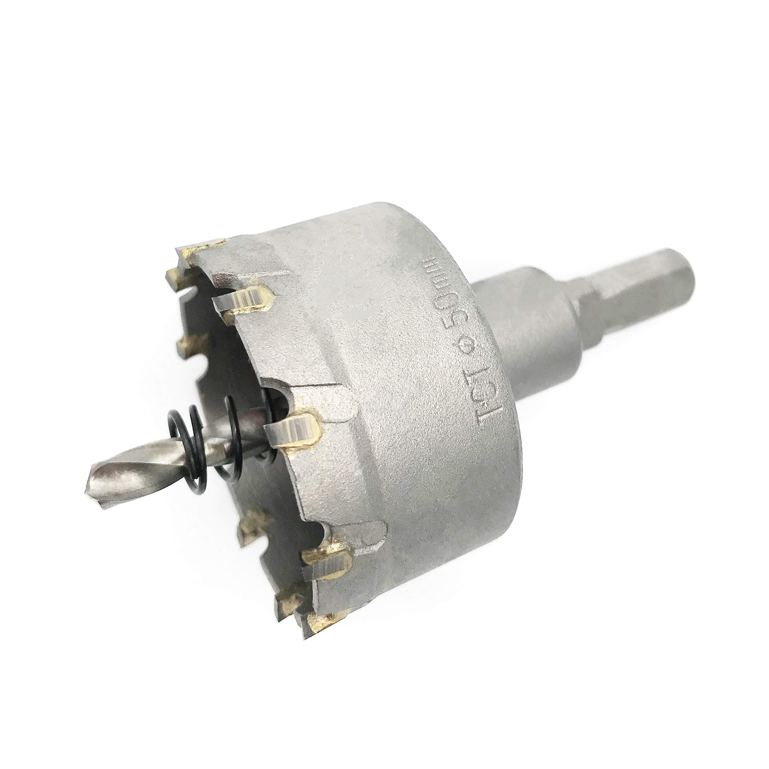 50mm HSS Tungsten Carbide Hole Saw, TCT Cutter Drill Bit for Metal Stainless Steel Wood Aluminum