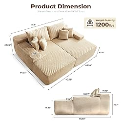 ovios 81" Oversized Sectional Double Lounge Chaise