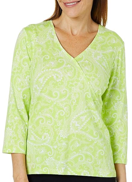 Hearts Of Palm Womens Must Haves Iii Paisley Faux Wrap Top At