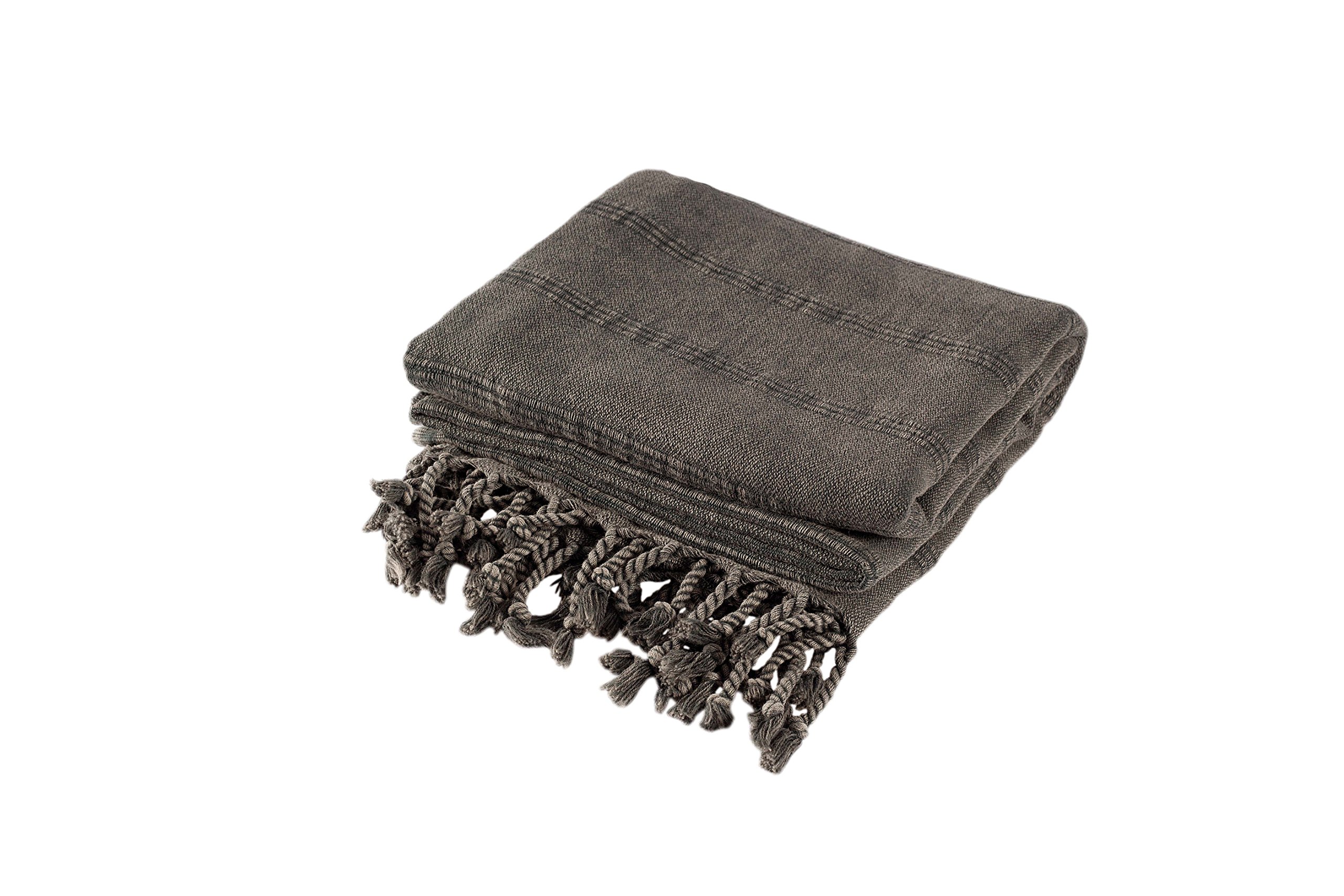 InfuseZen Stonewashed Turkish Towel, Thin Absorbent Bath Towel, Beach