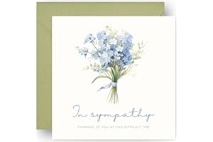 Sympathy Cards – Thinking of You - Condolence Card for Bereavement Funeral and Loss – with Sage Green Envelope - Size: 14cm