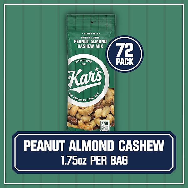 KAR’S NUTS PEANUT ALMOND CASHEW MIXED NUTS, 1.75 OZ INDIVIDUAL SNACK PACKS – BULK PACK OF 72, GLUTEN-FREE SNACKS