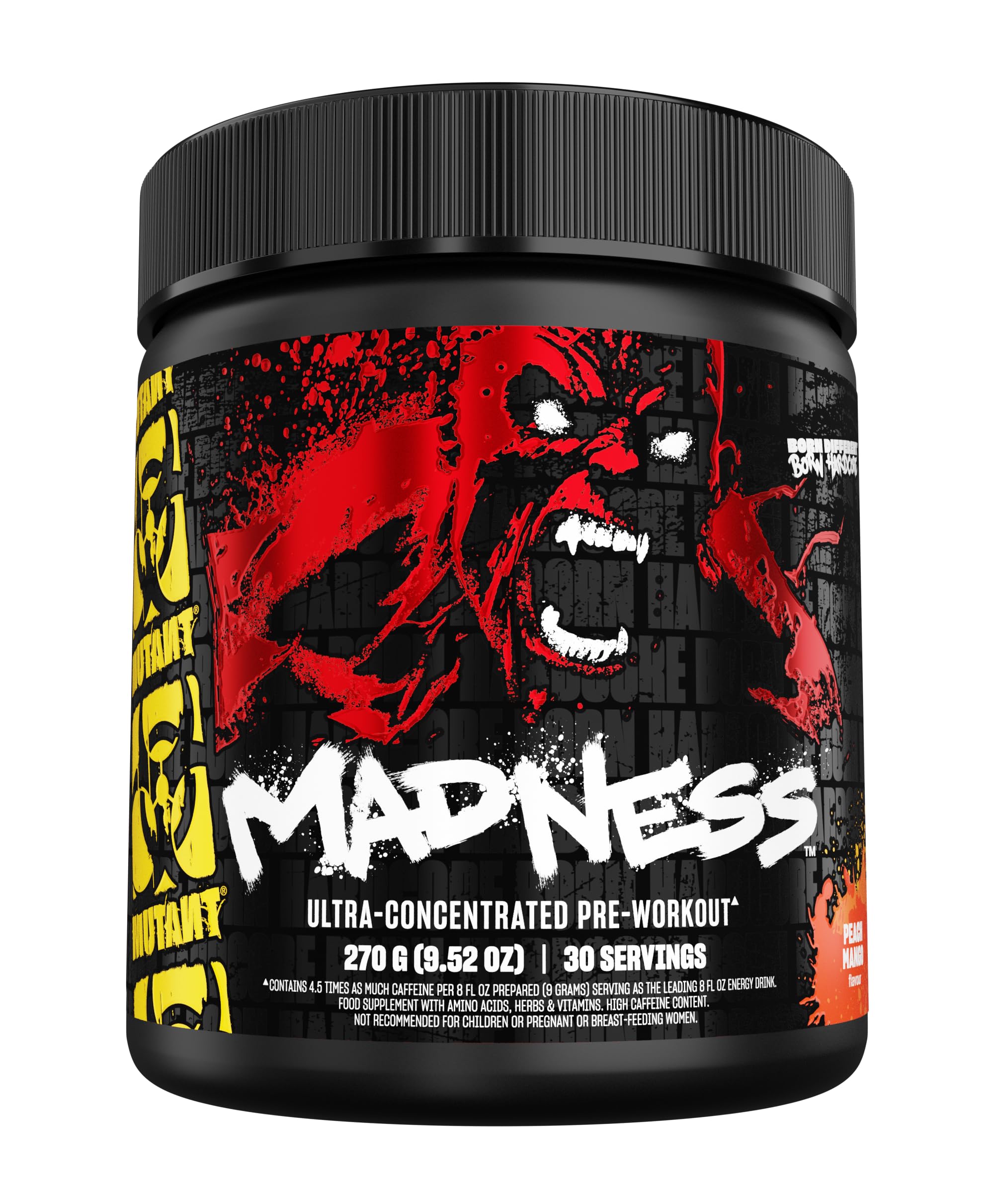 MUTANT Madness | Ultra-Concentrated Pre-Workout Supplement | 360mg Caffeine, 4g Pump & Performance Blend, Beta-Alanine, Energy & Focus | 30 Serving | Peach Mango