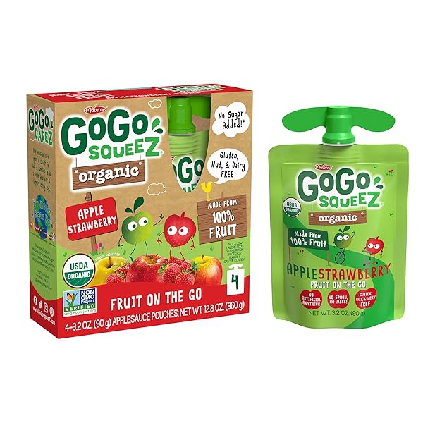 GOGO SQUEEZ ORGANIC APPLESAUCE, APPLE STRAWBERRY, 3.2 OUNCE...