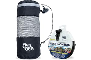 STAR BRITE Mesh Trash Bag with Locking Suction Cup & Litter Guard Cinch Tie - for Boats, RVs, Golf Carts, & Outdoor Adventures - Durable & Washable, 5 Gallon Capacity (52074)