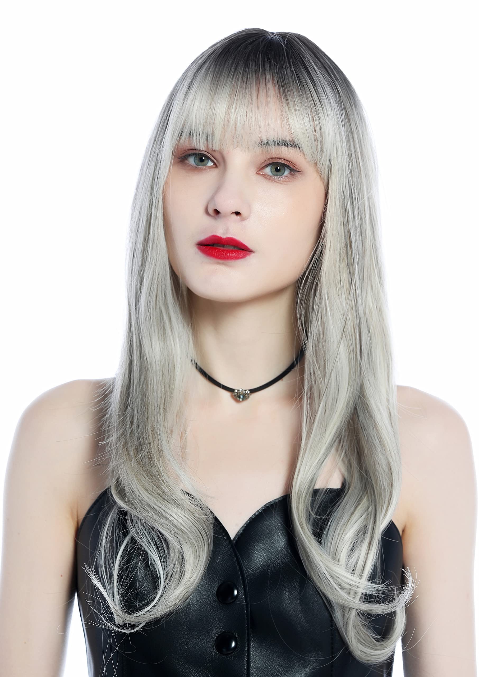 WIG ME UP - LC271N-3-8/60A/80/88 Ladies' Wig long sleek smooth slightly curled tips bangs ombre balayage streaked brown and bright blond