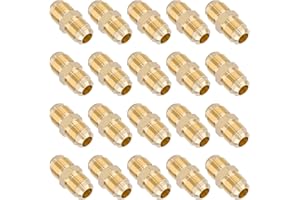 Dazakoot 3/8" Male Flare x 3/8" Male Flare Connector Union, 20pcs SAE 45 Degree Brass Adapter Union Tube Coupler Pipe Fitting for Air Gas Line