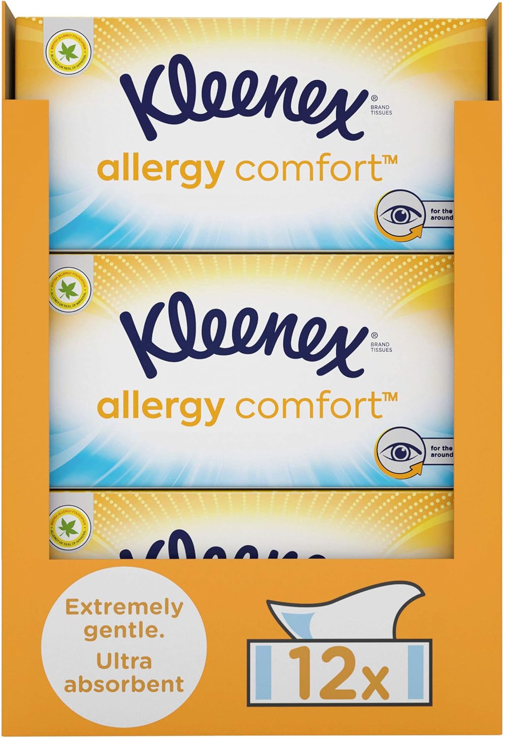 Kleenex Allergy Comfort Facial Tissues Pack of 12 Tissue Boxes
