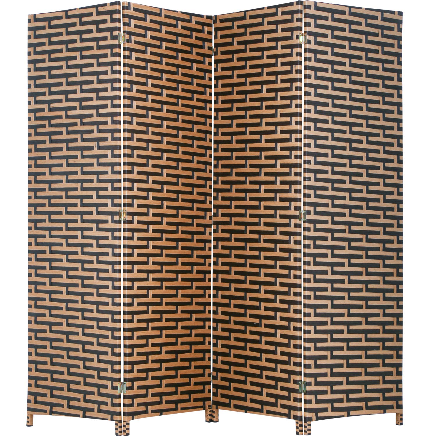 Photo 1 of *damaged mesh*Room Divider Wood Screen 4 Panel Wood Mesh Woven Design Room Screen Divider Folding Portable Partition Screen Screen Wood for Home Office