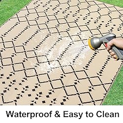 Smiry Outdoor Rug 9x12 ft, Waterproof Reversible
